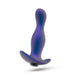 The Odyssey Vibrating Silicone Prostate Massager & Butt Plug by Blush features a sleek, iridescent purple and blue design with a curved, ergonomic shape. Its textured surface is crafted for enhanced sensation, while the sturdy base ensures safe removal. Perfect for anal exploration, it's elegantly displayed against a pristine white background.