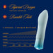 A light blue, silicone Oh My Gem Ardor Aquamarine Warming Internal & External Tapered Vibrator by Blush is showcased against a dark blue background. The text on the image promotes its features: "Tapered Design for Easy Insertion," "Rumble Tech," and "5 Speeds + 5 Unique Rhythms." Various waveforms representing different vibrations are displayed. This waterproof vibrator ensures seamless pleasure.