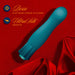 A Fierce Blue Topaz-colored, smooth, silicone miniature vibe is displayed on a red fabric background. The text on the image reads "Blush Oh My Gem Fierce Blue Topaz Warming G-Spot Vibrator." The object appears to be cylindrical with a rounded end, perfect for g-spot exploration.