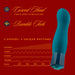 Displayed against a red background is the Blush 'Oh My Gem Fierce Blue Topaz Warming G-Spot Vibrator,' featuring a teal design with a blue base. Text highlights the product's "Curved Head for G-Spot Stimulation," making it perfect for g-spot exploration, along with "Rumble Tech," and "5 speeds + 5 unique rhythms" depicted by wave patterns: intensify, throb, rumble, tremble, pulse.