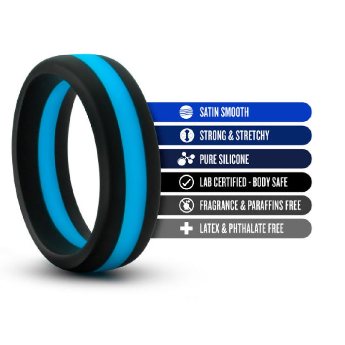 Performance Silicone Go Pro Cock Ring - Black & Blue