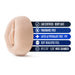 Image of the Blush Performance VX5 Male Enhancement Penis Pump System with Realistic Sleeve in a light skin tone. To the right, several features are listed in blue bars, including "Lab Certified - Body Safe," "Fragrance Free," "Latex & Phthalate Free TPE," "Soft Realistic Feel," and "Fit 2.75" - 3.25" Wide Chamber." Perfect for enhancing male sexual pleasure.