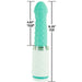 The Pillow Talk Feisty Thrusting Vibrator with Case by BMS Enterprises features a turquoise, textured silicone shaft and a quilted white base. The product details indicate measurements of 4.87" insertable length and 8.25" overall length. This USB rechargeable device ensures continual pleasure without the worry of batteries.