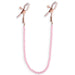 PInk Faux Pearl Chain Nipple Clamps on white background 