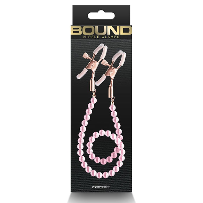 PInk Faux Pearl Chain Nipple Clamps product box 