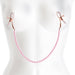 PInk Faux Pearl Chain Nipple Clamps on white manneuquin 