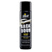 A sleek black bottle of Pjur Backdoor Glide Silicone Anal Lubricant - Various Sizes, an anal sex silicone lubricant enriched with jojoba. The label confirms compatibility with latex, polyurethane, and polyisoprene condoms. This 100ml/3.4 fl. oz. product proudly declares its German craftsmanship for a premium experience.