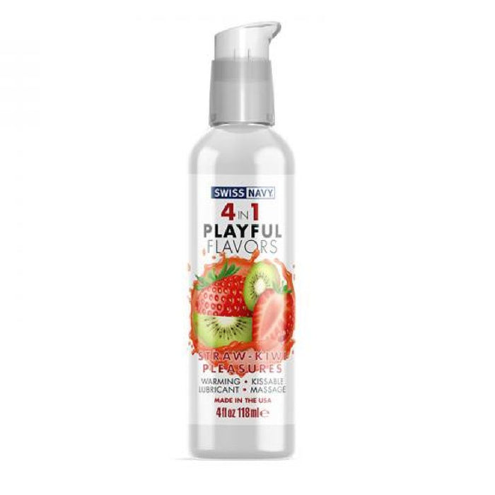 Swiss Navy Lubricant Playful Flavors Strawberry Kiwi 4 in 1 Warming Lubricant 1 oz bottle 