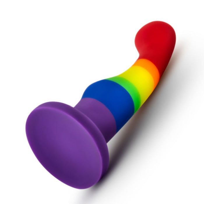 Pride 6 Inch Rainbow Striped Silicone Suction Cup Dildo