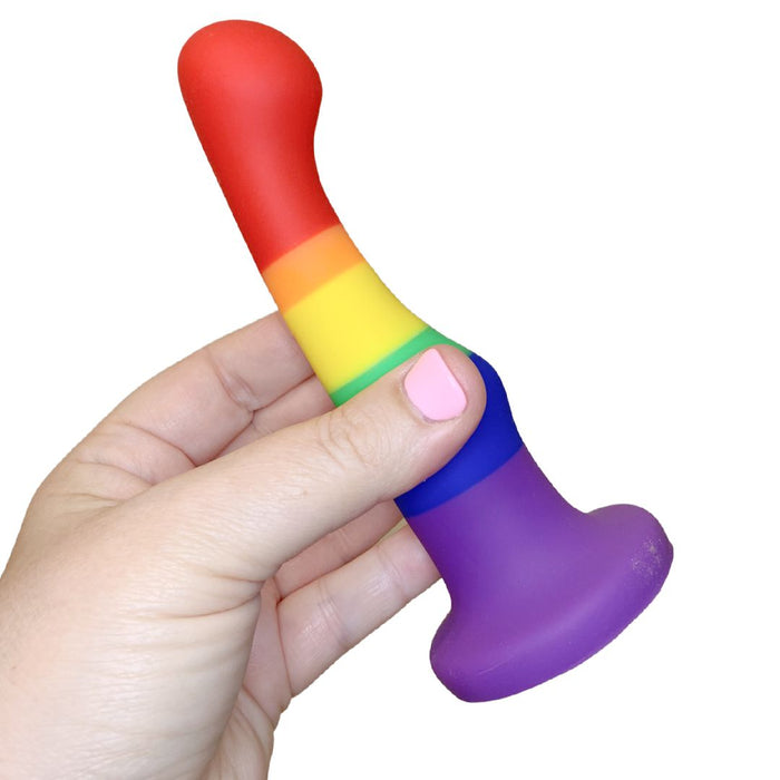 Pride 6 Inch Rainbow Striped Silicone Suction Cup Dildo