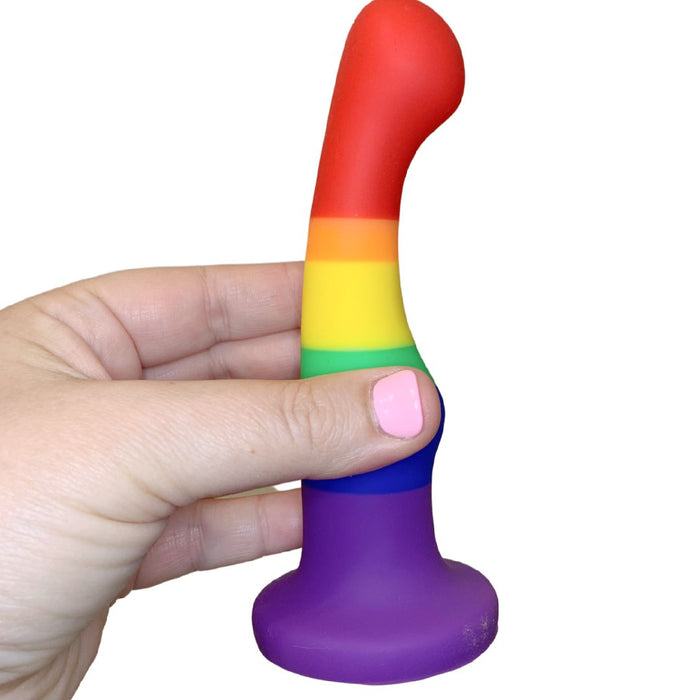 Pride 6 Inch Rainbow Striped Silicone Suction Cup Dildo