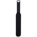 Introducing the Raised Textured Silicone Spanking Paddle In a Bag by Doc Johnson – a sleek black paddle designed with a long handle and a rectangular surface featuring small studs. Ideal for beginner toy users, the handle includes a hole at the end for convenient hanging storage.