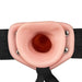 Vanilla Realrock 6 Inch Hollow Dildo & Strap-on Harness  close up of the hollow inner opening on a white background