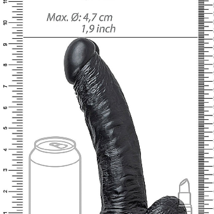 Realrock 7 Inch Hollow Dildo with Balls & Strap-on Harness - Black