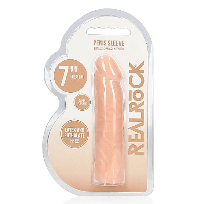 Realrock 7 Inch Penis Extender Sleeve - Vanilla