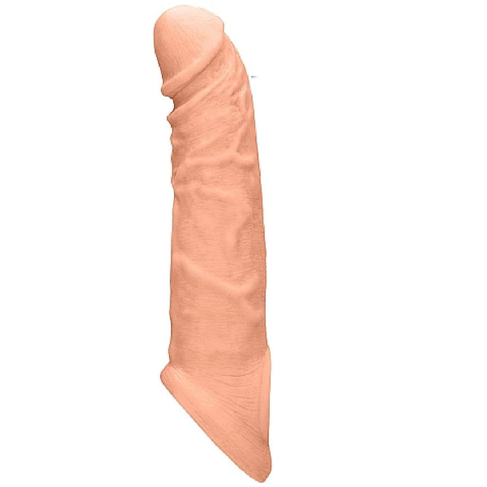 Realrock 8 Inch Penis Extender Sleeve with Ball Strap - Vanilla