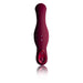 Introducing the Ruby Glow Blush External Grinding and G-Spot Vibrator with Remote by Rocks Off—a red, silicone massager known for its unique ergonomic design. The vibrator boasts a curved, cylindrical shape with a wider top and a bottom handle housing two control buttons. Its sleek, modern design guarantees effective G-spot stimulation for an unparalleled experience.