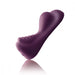 A close-up image of the purple, ergonomically shaped Ruby Glow Ride On External Hands-Free Humping Vibrator by Rocks Off, featuring smooth curves and contours designed for comfort and ease of use. This non-penetrative device is positioned against a plain white background.