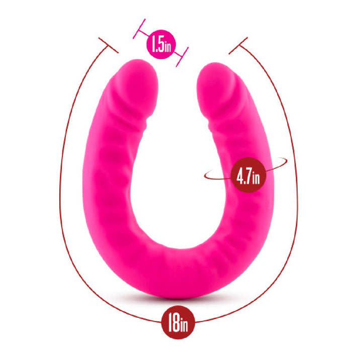 Ruse 18 inch Silicone Slim Double Dildo - Hot Pink