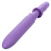 A vibrant purple cylindrical massager, part of the Dr. Laura Berman Vibrating Dilators Set of 4 by CalExotics, features a smooth finish with a gently tapered end. This ergonomic design incorporates a small central ring for optimal grip. The opposite end is equipped to be either battery-operated or rechargeable, offering 10 levels of customizable vibration for tailored experiences.