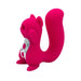 Discover the Screaming Squirrel Air Pulsation Clitoral and G Spot Vibrator by Natalie's Toy Box. This pink, squirrel-shaped toy stands upright with a large, curved tail and boasts a waterproof, smooth, streamlined design adorned with minimal facial features and a shiny metallic accent on its belly. Enjoy added pleasure with its multi-function modes featuring both air pulse and vibration settings.