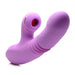 The Shegasm Thrusting & Clitoral Air Pulsation Rabbit Vibrator from XR Brands is a luxury product crafted in purple silicone. It features a rounded, textured shaft, and a suction-like attachment with a circular opening. The thrusting vibration pairs seamlessly with its smooth, curved design. Set against a white background, this vibrator promises an indulgent experience.
