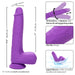 The CalExotics Silicone Stud Rumbling & Thrusting 9.5 Inch Pink Dildo offers a total length of 9.5 inches (24.25 cm) and a diameter of 1.75 inches (4.5 cm). It boasts intense vibration, a lifelike design, a suction base, and luxurious silky silicone material. Images showcase these features and demonstrate its usage and attributes effectively in the text.
