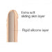 Cross-section diagram showing the layers of a prosthetic fingertip, highlighting an extra soft sliding skin layer and a rigid silicone layer designed for Lovely Planet Sliding Skin Realistic 7.75 Inch Vanilla Silicone Dildo with Suction Cup realism.