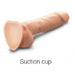 Illustration of a Sliding Skin Realistic 7.75 Inch Vanilla Silicone Dildo with Suction Cup from Lovely Planet, displayed horizontally with the suction cup visible on the left side.