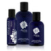 Image of three bottles of Sliquid Naturals Satin Water Based Lubricant with Aloe arranged in a group. The bottles are dark blue with the Sliquid logo and product information in white. Featuring Aloe Vera moisturizer, the sizes shown are 2.0 oz, 8.5 oz, and 4.2 oz for all your natural lubrication needs from Sliquid.