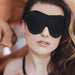 Soft  Black Blindfold by Sportsheets on model