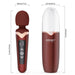 The Stormi Powerful Heating Wand Vibrator by Honey Play Box, in a striking maroon, features control buttons and an innovative display screen. It comes with a maroon and white charging case for convenient storage. The massager measures 8.54 inches in height and 1.88 inches in width, while the charging case is 9.44 inches high and 2.67 inches wide, making it perfect for easy storage after use.

