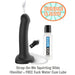 Product image depicting a bundle that features the black Strap-On-Me Squirting Dildo along with a free 2 oz bottle of Fuck Water Cum Lube. Ideal for strap-on play, this Betty's Toy Box bundle is accentuated with a starburst badge that reads "Bundle & Save.