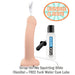 A promotional image showcases a beige Strap-On-Me Squirting Dildo (Vanilla) paired with a complimentary 2 oz bottle of Fuck Water Cum Lube, ideal for strap-on play. The image features a "Bundle & Save" label, and the product is detailed as "Strap-On-Me Squirting Dildo (Vanilla) + FREE Fuck Water Cum Lube 2 oz" by Betty's Toy Box at the bottom.