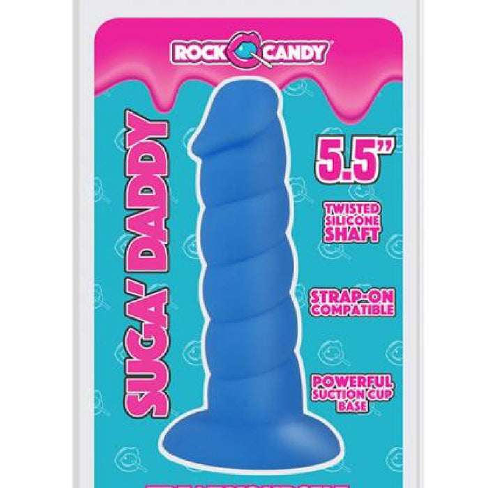 Rock Candy Dildo Suga Daddy 5.5 Inch Swirled Blue Silicone Dildo