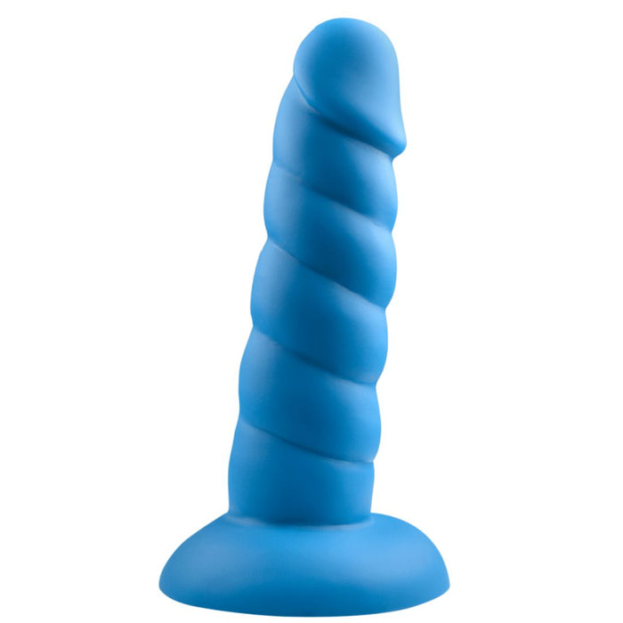 Rock Candy Dildo Suga Daddy 5.5 Inch Swirled Blue Silicone Dildo