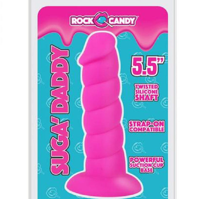 Rock Candy Dildo Suga Daddy 5.5 Inch Swirled Pink Silicone Dildo