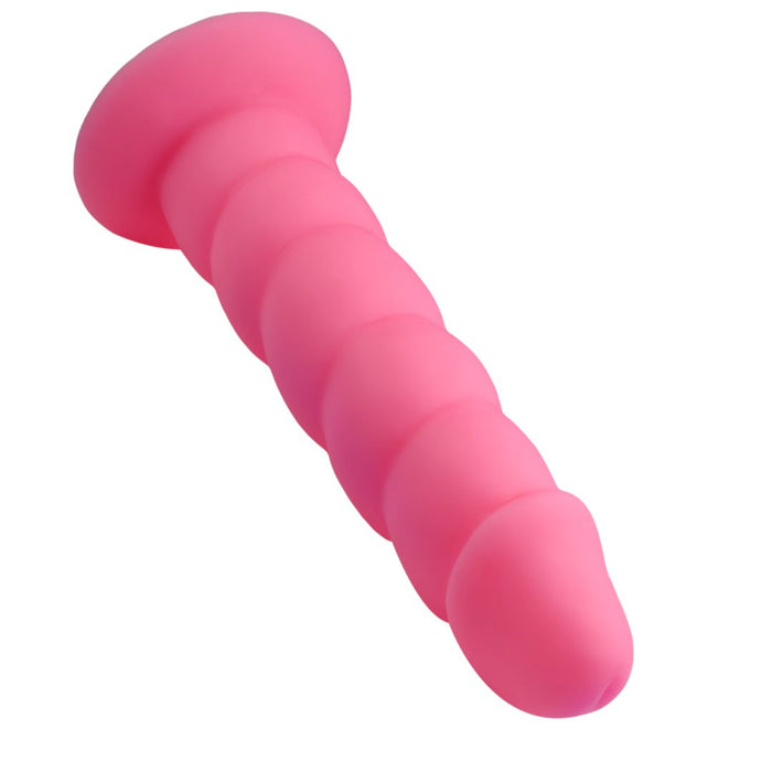 Suga Daddy 7 Inch Swirled Pink Silicone Dildo