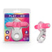 Play with me delight vibrating cock ring – a colorful couples' toys, showcased in its packaging and also displayed outside the package, perfect as a beginner's cock ring. 
Teaser Vibrating Beginner's Cock Ring - Pink by Blush.