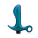 The Teleportation Vibrating Silicone Prostate Massager & Butt Plug by Blush is a teal prostate massager with a smooth, ergonomic design and a small ring handle at the base for easy grip. This silicone plug features a slightly curved, bulbous shape specifically designed for targeted anal pleasure.