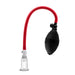 Here's the revised sentence using the provided product data:

The Blush Temptasia Beginner's Breast and Clitoral Pumping System features a black bulb, a red hose, and a clear plastic cup attachment. Ideal for cupping therapy or enhancing pleasure through nipple pumping, this hand-operated vacuum pump is shown isolated against a white background.