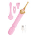 The Goddess Double Ended Wand + Pinpoint Vibe with 3 Attachments in pink by Nasstoys is a vibrator designed for targeted stimulation.