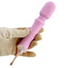 A hand holding The Goddess Double Ended Wand + Pinpoint Vibe with 3 Attachments by Nasstoys, in pink.