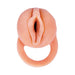 A silicone ring with a realistic vulva design on top, displayed against a white background. The Nasstoys "The Great Extender 2 in 1 9 Inch Penis Extender and Stroker - Vanilla" is flesh-colored and features detailed labia, closely resembling a realistic pocket pussy stroker.