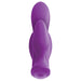 The Total Ecstasy Remote Controlled Double Penetration Vibrator by Pipedream Products is displayed in a purple color. It boasts an ergonomic silicone design with rounded edges and a smooth texture. The device features multiple vibrating heads for varied stimulation and triple satisfaction, and it includes a power button located at the base.