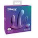 A Total Ecstasy Remote Controlled Double Penetration Vibrator packaging box from Pipedream Products, featuring a colorful gradient design in purple and blue. The product image showcases a multi-pronged silicone vibrator along with a remote control for triple satisfaction. Text on the box includes "3Some," "Silicone," and "myself & us.