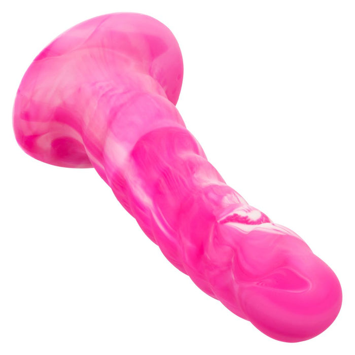 Twisted Love Ribbed 5.5 Inch Beginner Silicone Dildo - Pink