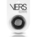 A packaged Vers VERS Silicone Ball Stretcher with Weighted Steel Interior - Black for enhanced sexual performance. The product is displayed on a white card with black text, positioned within a clear plastic blister pack. The ball stretcher is circular and black in color.