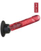 A red, translucent, phallic-shaped adult toy with a textured surface and a sturdy black suction cup base, displayed at an angle: the Vac-U-Lock Deluxe 360° Swivel Suction Cup Plug by Doc Johnson.