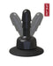 A black Vac-U-Lock Deluxe 360° Swivel Suction Cup Plug by Doc Johnson with three adjustable arms radiating from a central base. Featuring rotating ball joints, the arms allow for customizable positioning of the device. The holder has a secure suction cup base for reliable mounting.